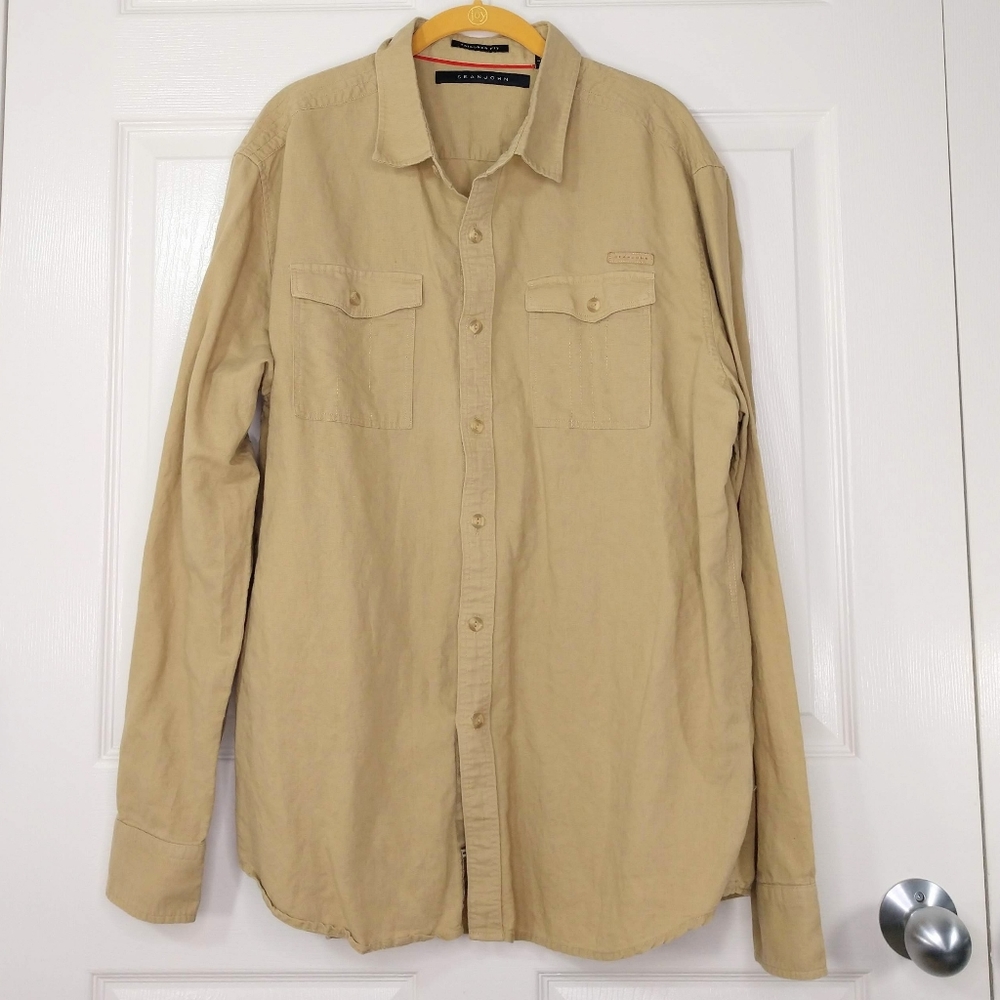 Sean John Linen Blend Button Down